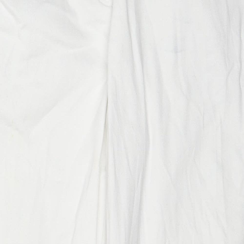 BPC Collection Womens White Cotton Straight Jeans Size 14 L25 in Regular Zip