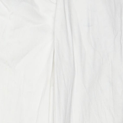 BPC Collection Womens White Cotton Straight Jeans Size 14 L25 in Regular Zip