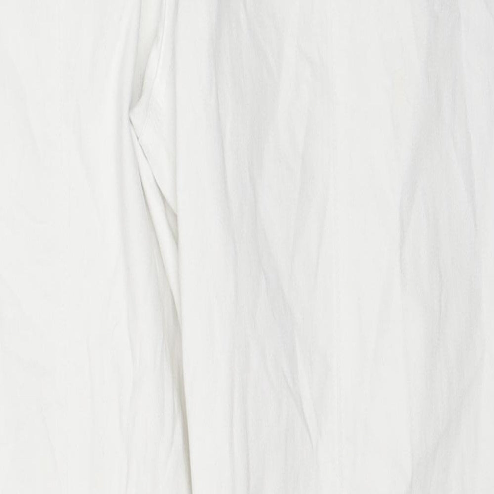 BPC Collection Womens White Cotton Straight Jeans Size 14 L25 in Regular Zip