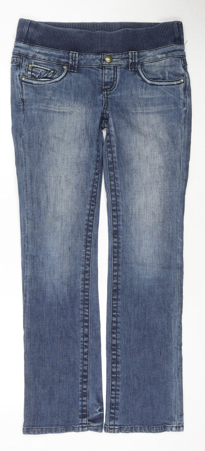 Topshop Womens Blue Cotton Straight Jeans Size 10 L30 in Regular Button