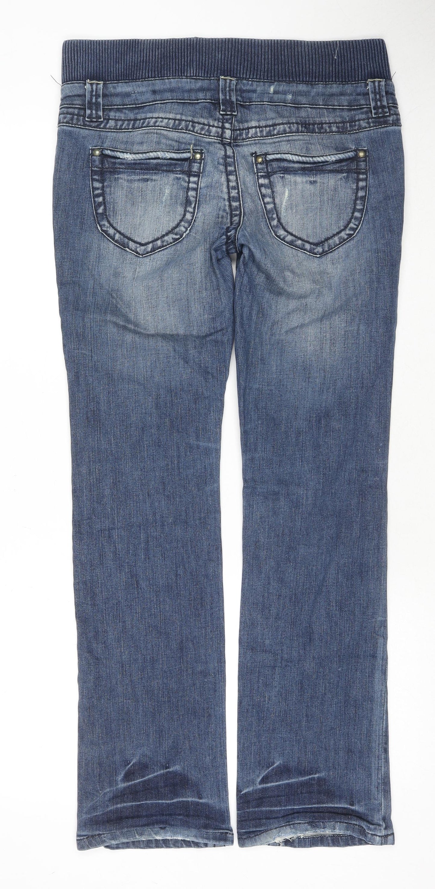 Topshop Womens Blue Cotton Straight Jeans Size 10 L30 in Regular Button