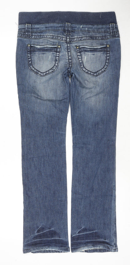 Topshop Womens Blue Cotton Straight Jeans Size 10 L30 in Regular Button