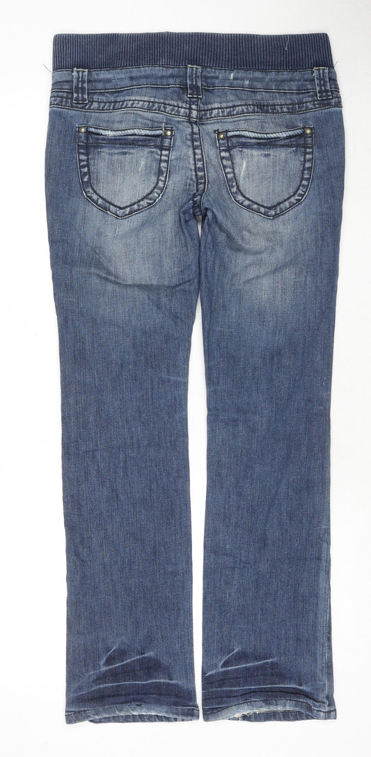 Topshop Womens Blue Cotton Straight Jeans Size 10 L30 in Regular Button