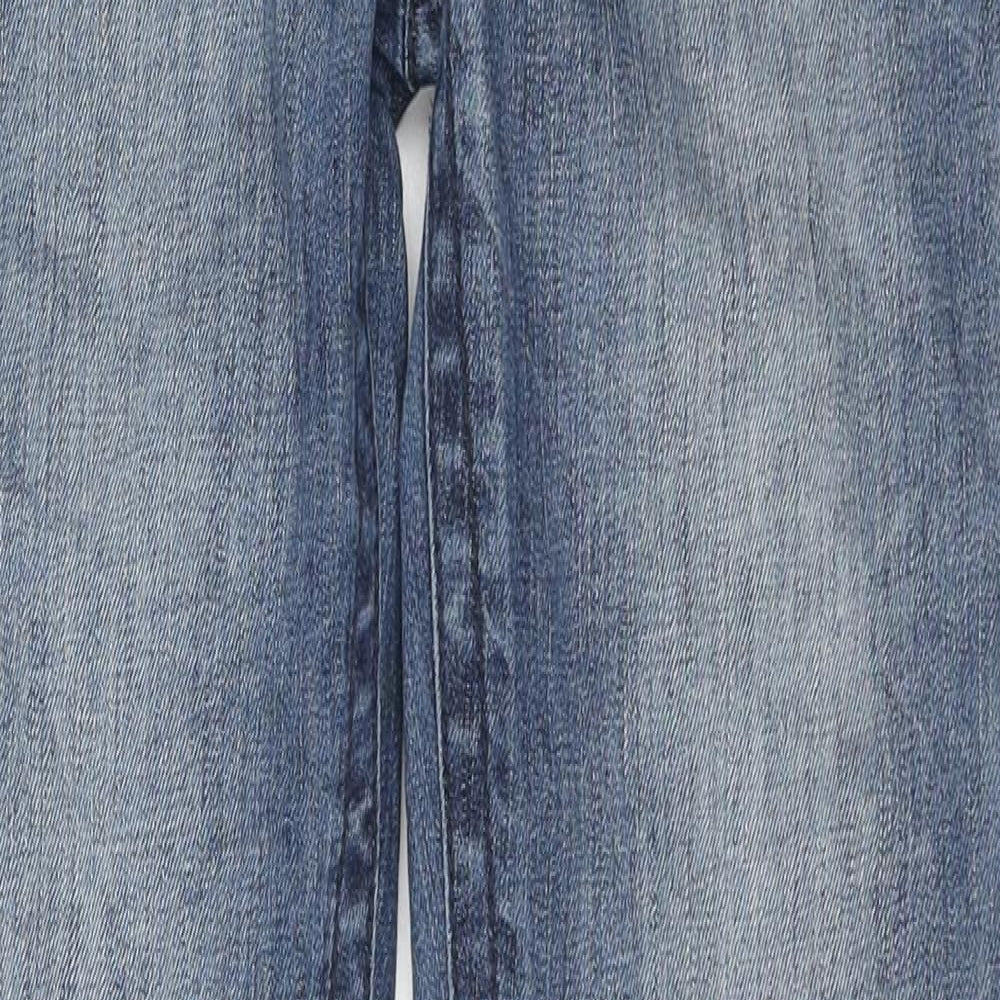 Topshop Womens Blue Cotton Straight Jeans Size 10 L30 in Regular Button