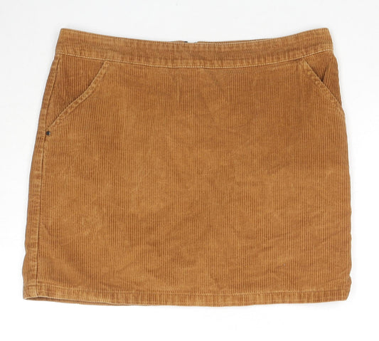 Dorothy Perkins Womens Beige Cotton A-Line Skirt Size 10 Zip