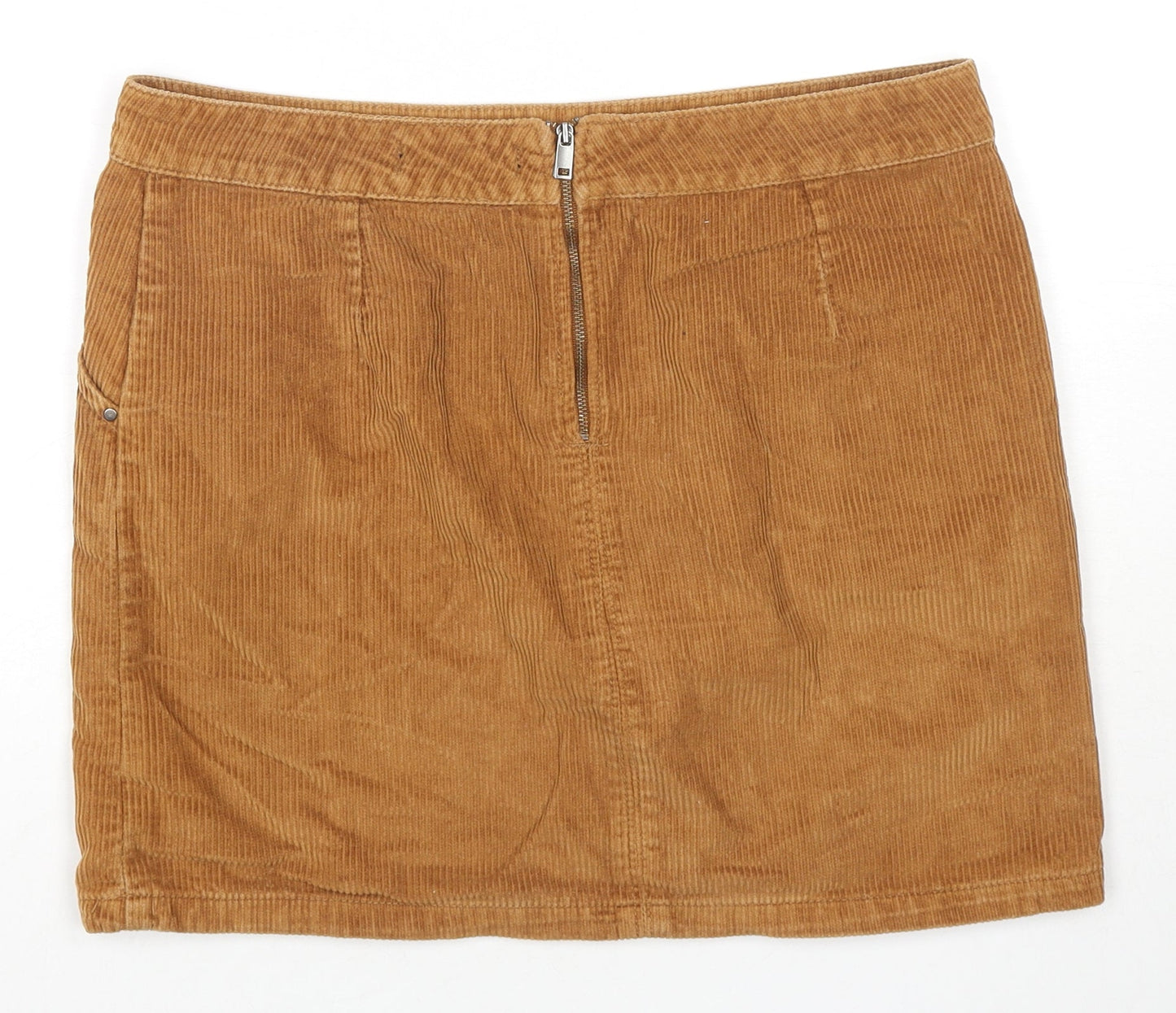 Dorothy Perkins Womens Beige Cotton A-Line Skirt Size 10 Zip