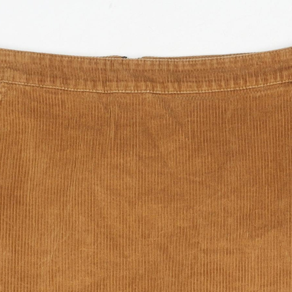Dorothy Perkins Womens Beige Cotton A-Line Skirt Size 10 Zip