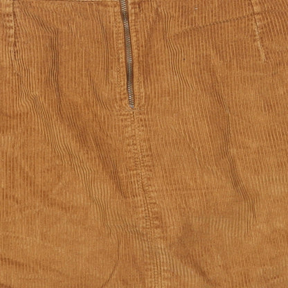 Dorothy Perkins Womens Beige Cotton A-Line Skirt Size 10 Zip