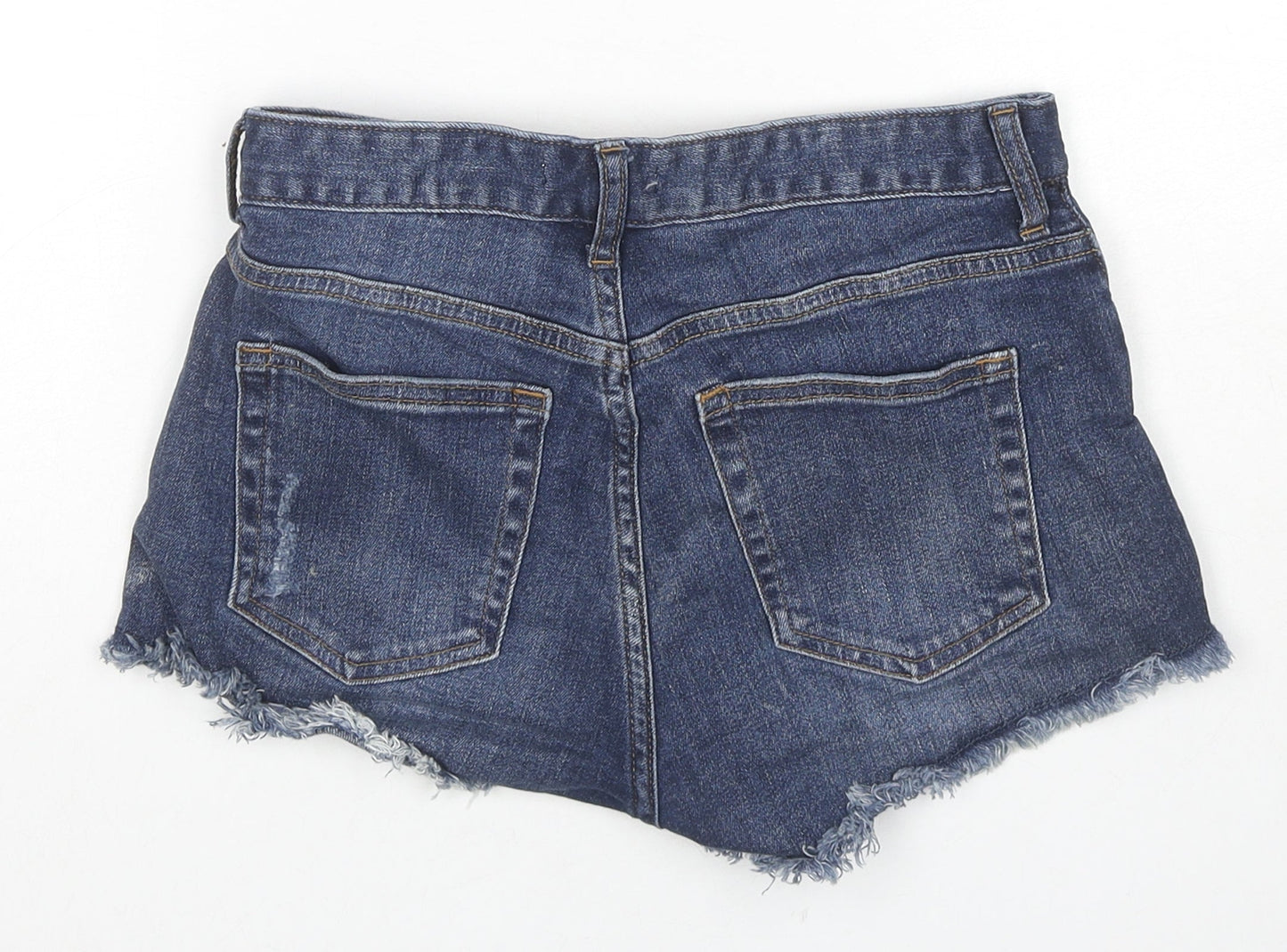 H&M Womens Blue Cotton Cut-Off Shorts Size 4 L3 in Regular Zip