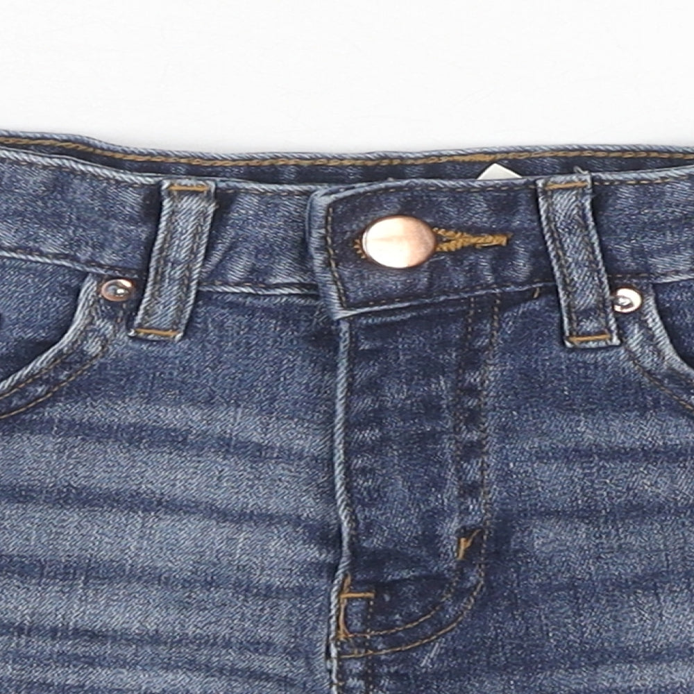 H&M Womens Blue Cotton Cut-Off Shorts Size 4 L3 in Regular Zip