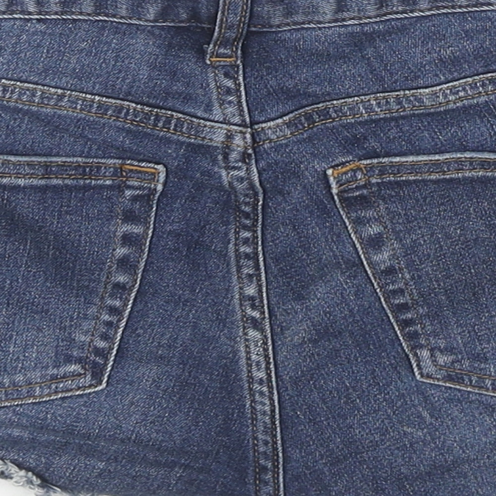 H&M Womens Blue Cotton Cut-Off Shorts Size 4 L3 in Regular Zip