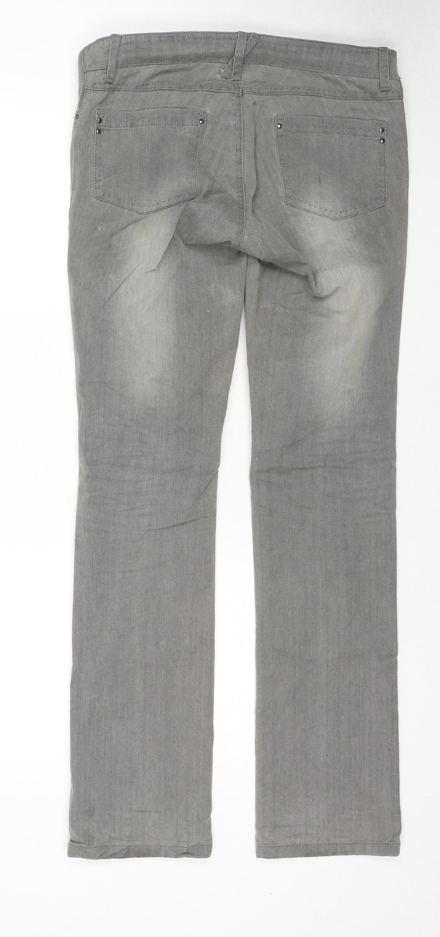 mamas & papas Womens Grey Cotton Straight Jeans Size 8 L31 in Regular Zip