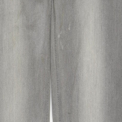 mamas & papas Womens Grey Cotton Straight Jeans Size 8 L31 in Regular Zip