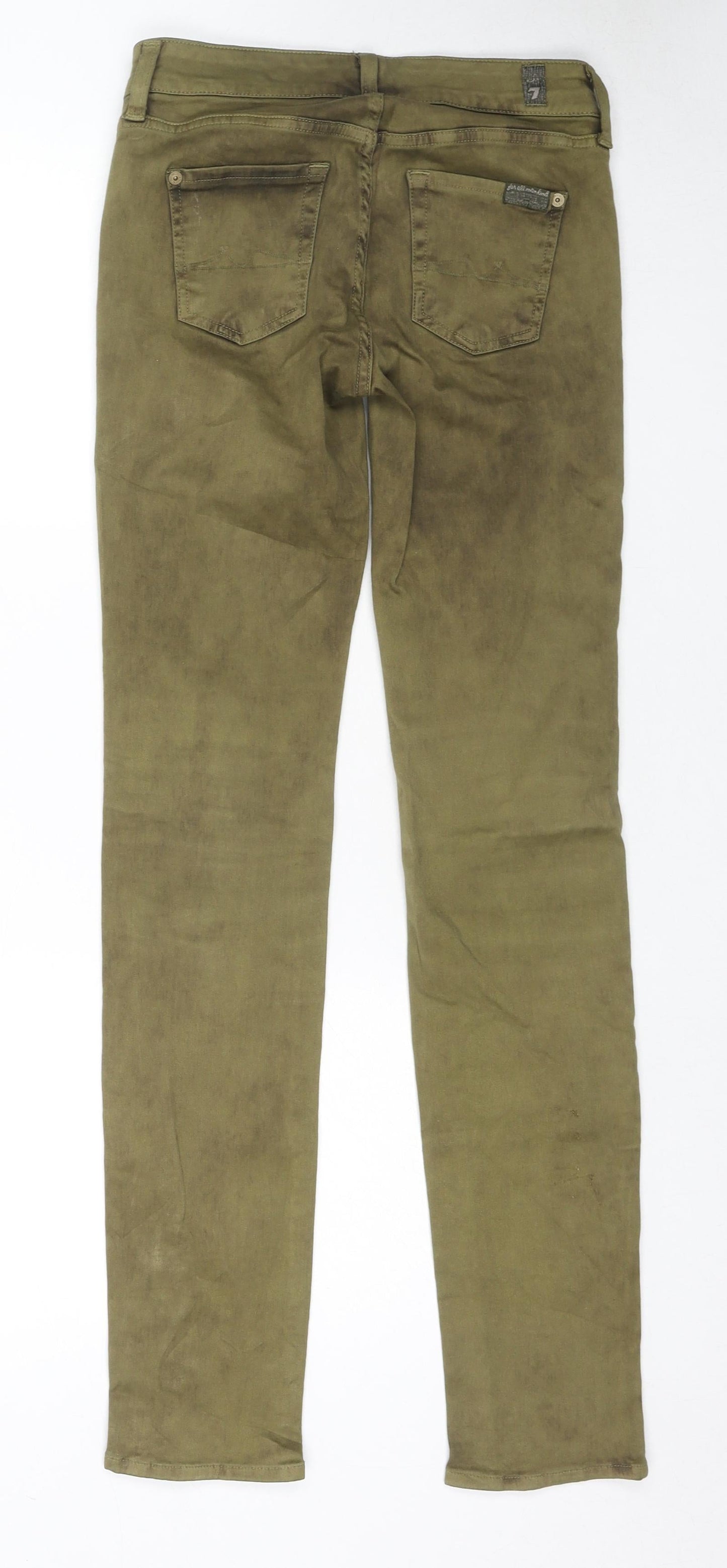 7 For All Mankind Womens Green Cotton Skinny Jeans Size 25 in L30 in Regular Zip