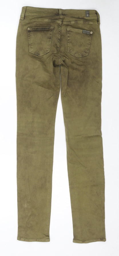 7 For All Mankind Womens Green Cotton Skinny Jeans Size 25 in L30 in Regular Zip