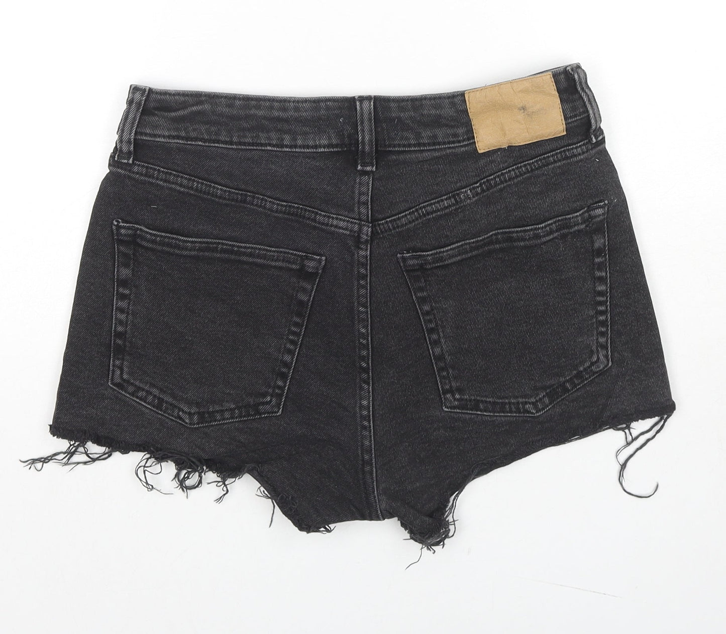H&M Womens Black Cotton Cut-Off Shorts Size 8 L3 in Regular Zip