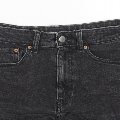 H&M Womens Black Cotton Cut-Off Shorts Size 8 L3 in Regular Zip