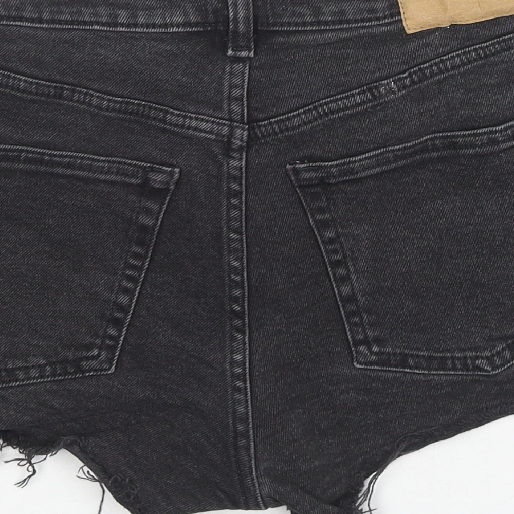 H&M Womens Black Cotton Cut-Off Shorts Size 8 L3 in Regular Zip