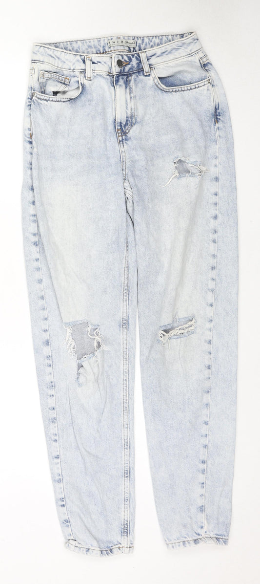 Denim & Co. Womens Blue Cotton Straight Jeans Size 6 L29 in Regular Zip