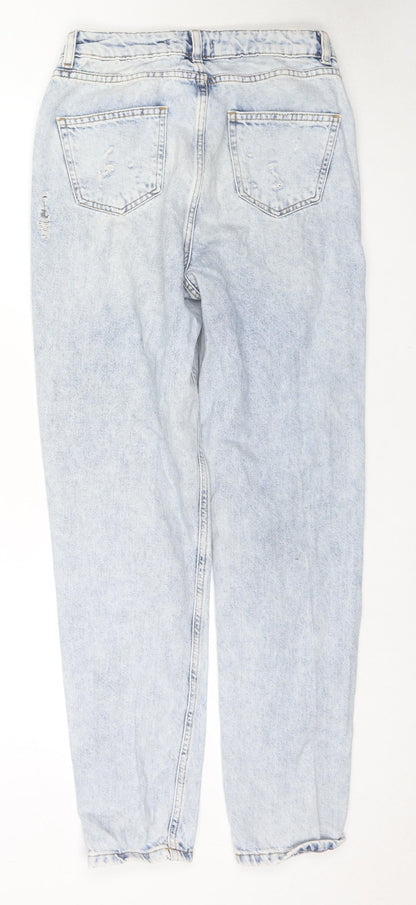 Denim & Co. Womens Blue Cotton Straight Jeans Size 6 L29 in Regular Zip