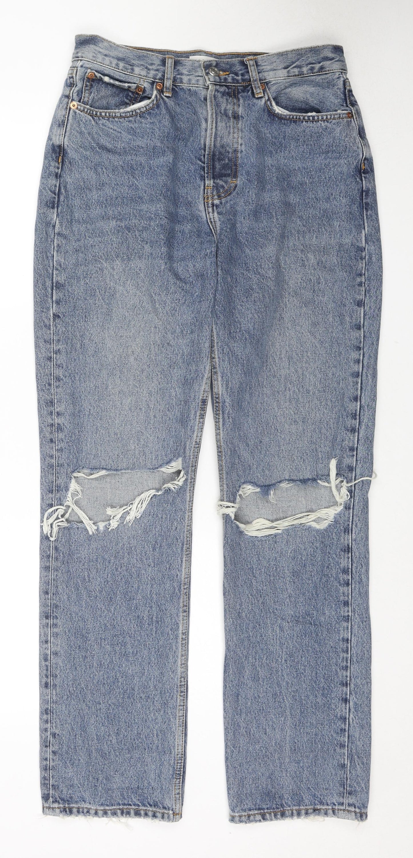 Topshop Womens Blue Cotton Mom Jeans Size 28 in L32 in Regular Zip