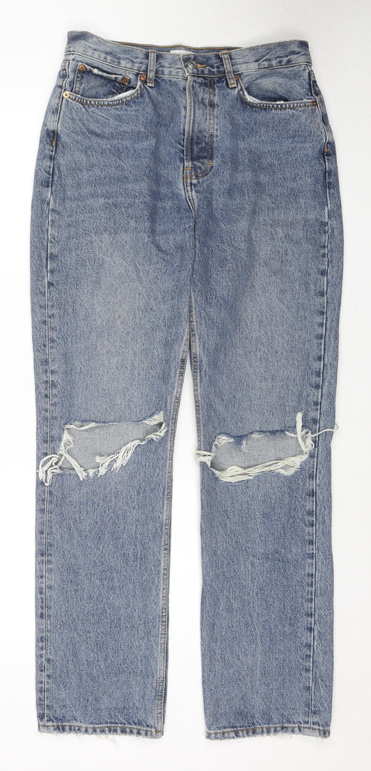 Topshop Womens Blue Cotton Mom Jeans Size 28 in L32 in Regular Zip