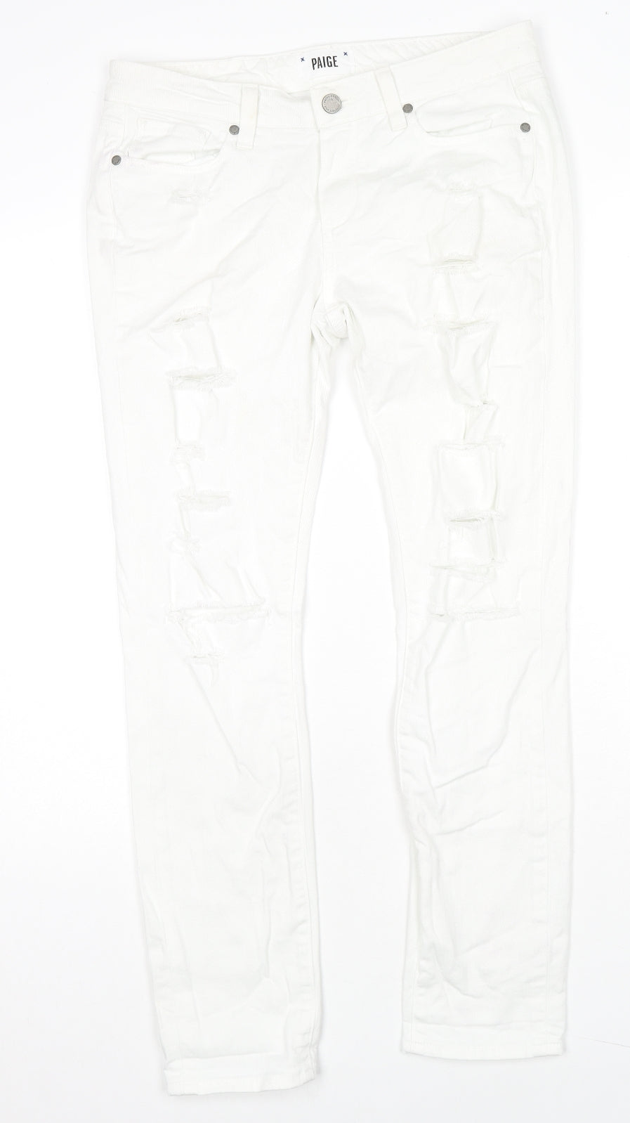 Peige Womens White Cotton Skinny Jeans Size 25 in L28 in Regular Zip