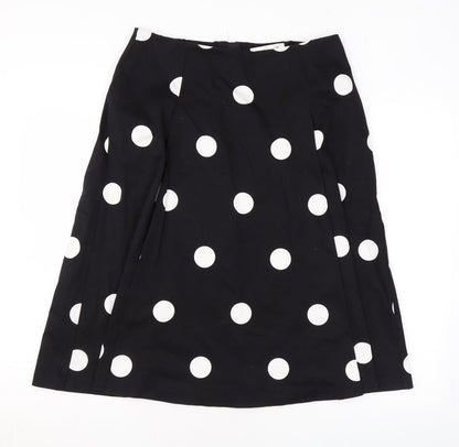 Damsel in a Dress Womens Black Polka Dot Cotton Swing Skirt Size 16 Zip
