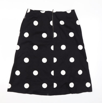 Damsel in a Dress Womens Black Polka Dot Cotton Swing Skirt Size 16 Zip
