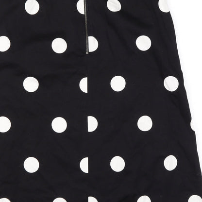 Damsel in a Dress Womens Black Polka Dot Cotton Swing Skirt Size 16 Zip