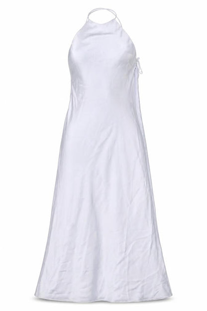 Zara Womens Silver Polyester Maxi Size L Halter Zip