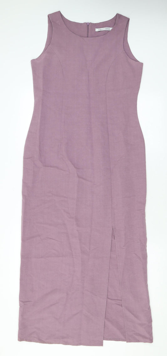 AMARANTO Womens Purple Viscose Tank Dress Size 12 Scoop Neck Zip