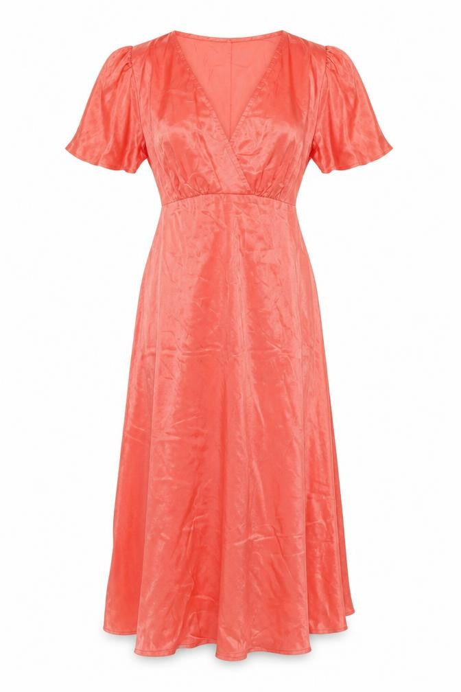 Marks and Spencer Womens Orange Viscose Maxi Size 12 V-Neck Pullover