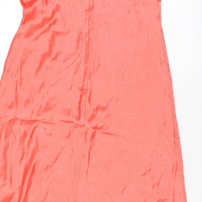 Marks and Spencer Womens Orange Viscose Maxi Size 12 V-Neck Pullover
