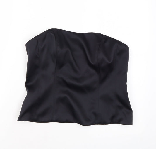 Marks and Spencer Womens Black Polyester Basic Blouse Size 14 Off the Shoulder