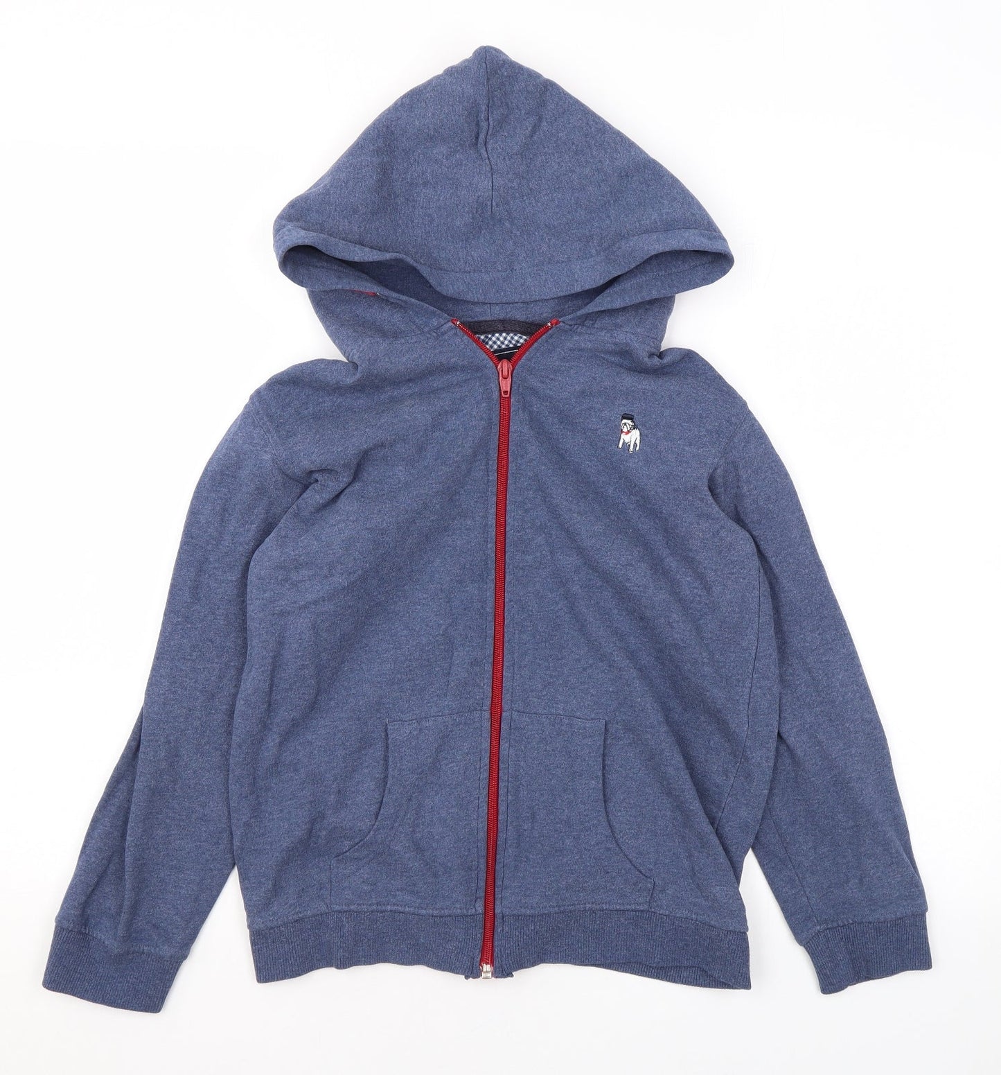The Spitalfields Shirt Co Boys Blue Cotton Full Zip Hoodie Size 9-10 Years Zip