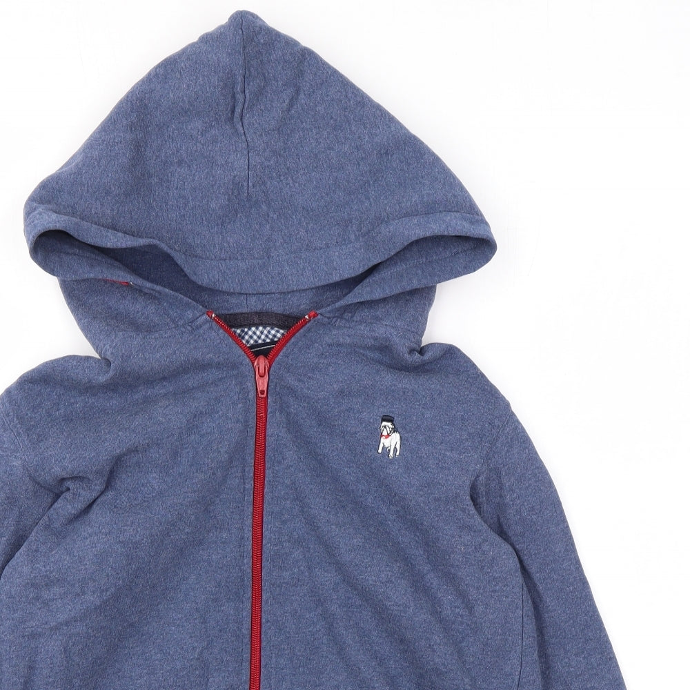 The Spitalfields Shirt Co Boys Blue Cotton Full Zip Hoodie Size 9-10 Years Zip