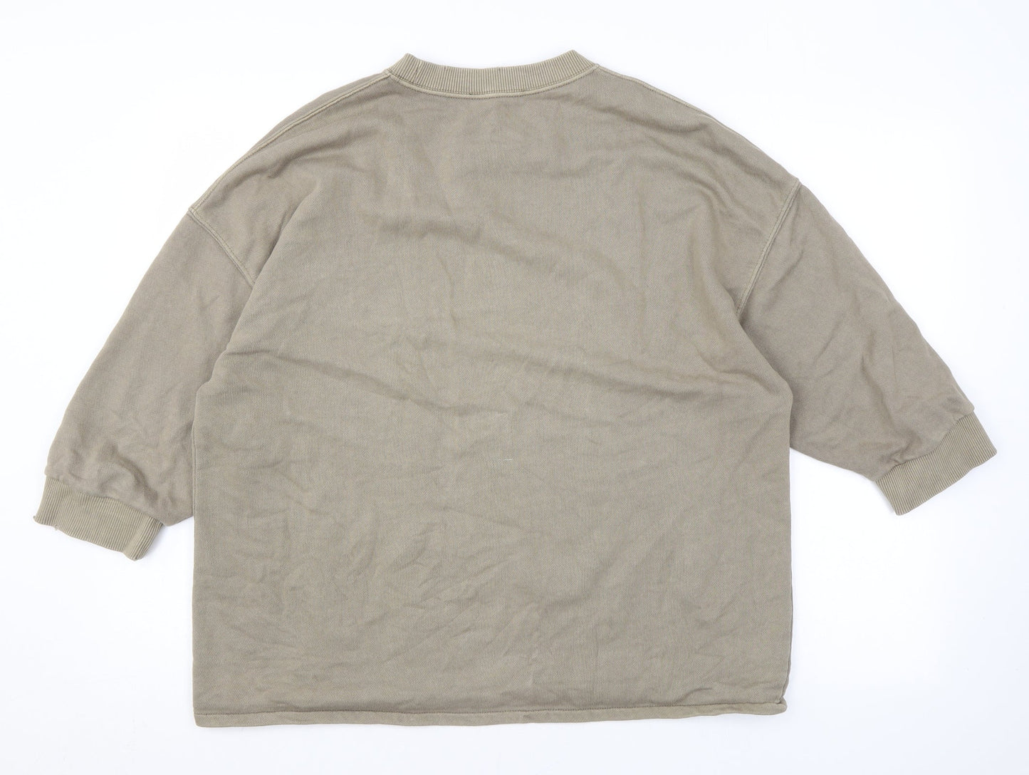 Zara Mens Green Cotton Pullover Sweatshirt Size S - Distressed