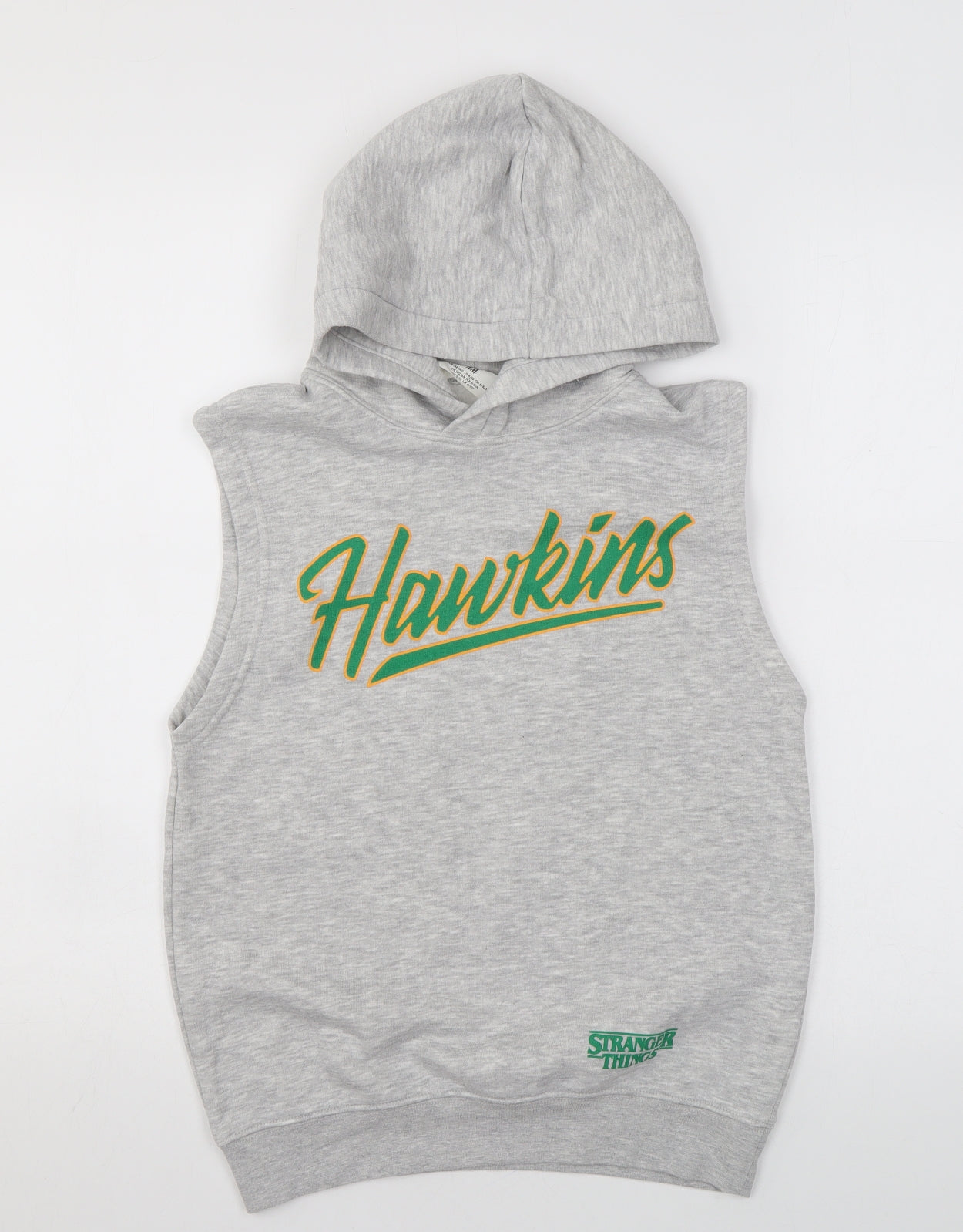 H&M Boys Grey Cotton Vest Hoodie Size 8-9 Years Pullover - Stranger Things