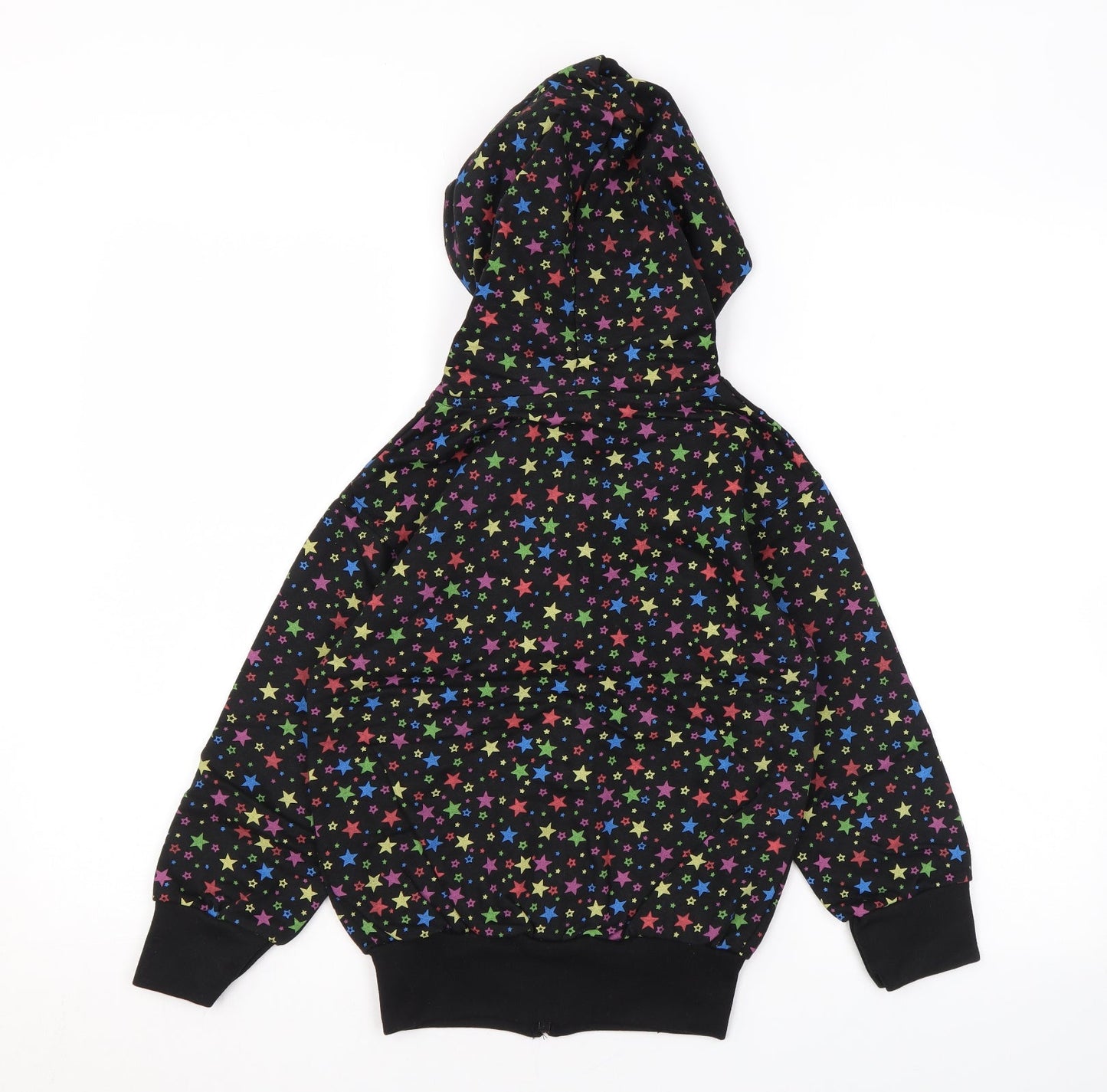 Bubble Girls Black Geometric Cotton Full Zip Hoodie Size 6 Years Zip - Star print