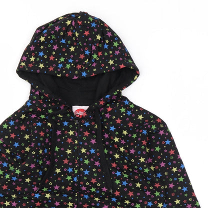 Bubble Girls Black Geometric Cotton Full Zip Hoodie Size 6 Years Zip - Star print