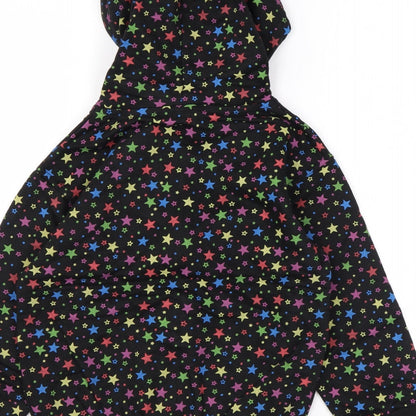Bubble Girls Black Geometric Cotton Full Zip Hoodie Size 6 Years Zip - Star print