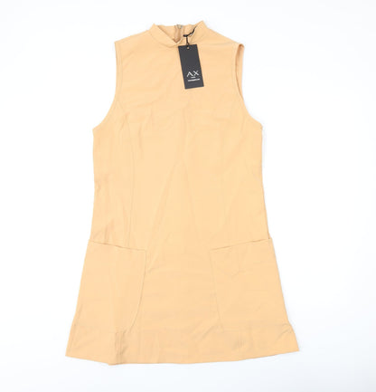 AX Paris Womens Orange Polyester Shift Size 12 Round Neck Zip