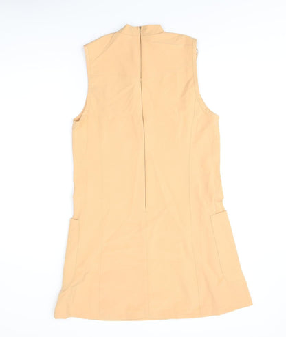 AX Paris Womens Orange Polyester Shift Size 12 Round Neck Zip