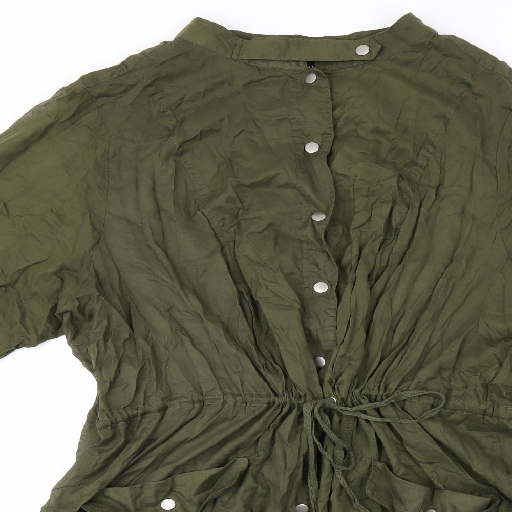 Womens UK Size 4 Torrid Green Basic Button-Up