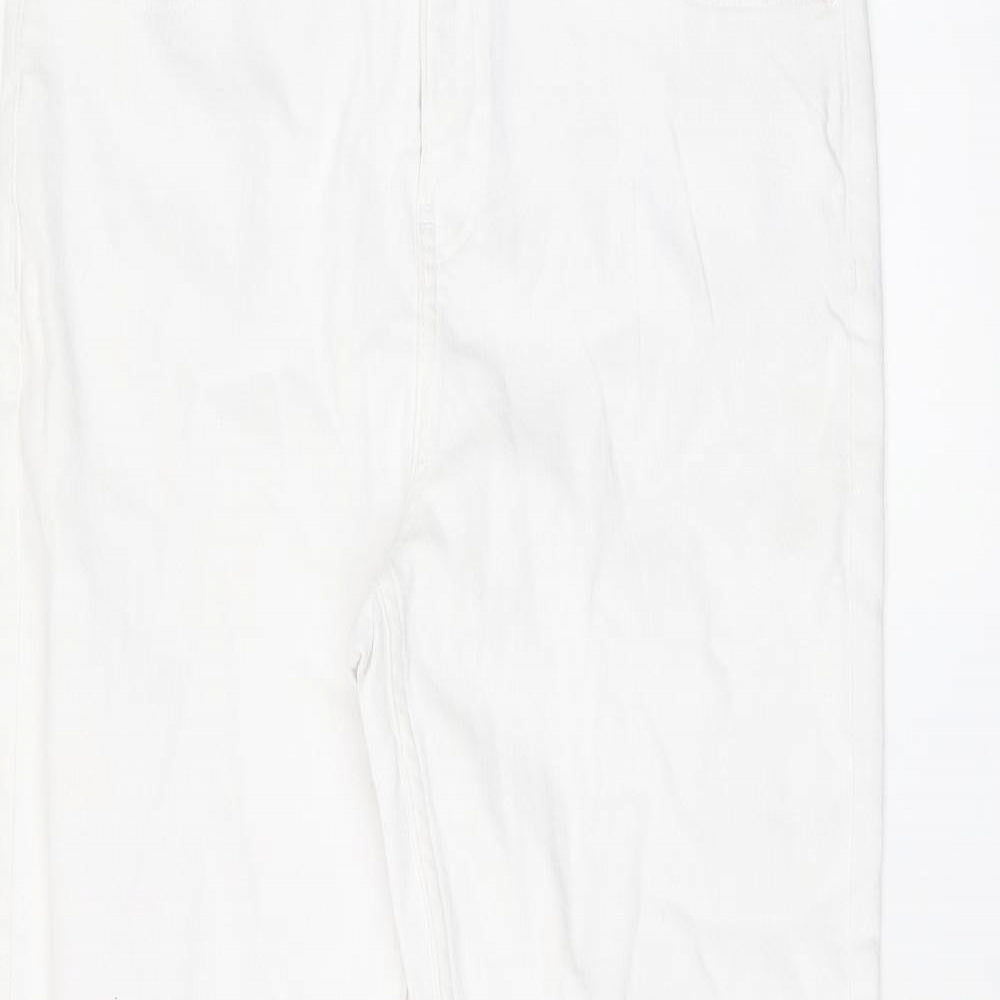 NEXT Womens White Cotton Skinny Jeans Size 14 L29 in Regular Zip