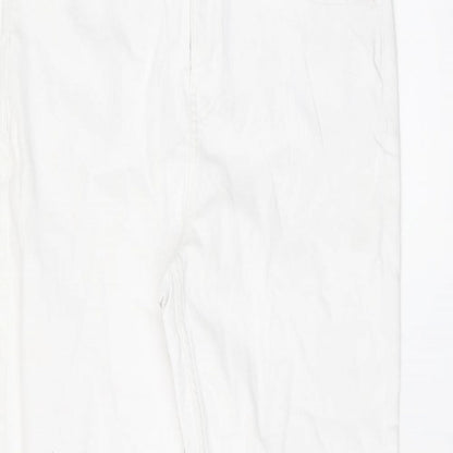 NEXT Womens White Cotton Skinny Jeans Size 14 L29 in Regular Zip