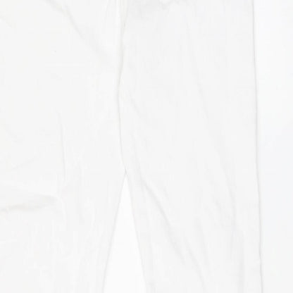 NEXT Womens White Cotton Skinny Jeans Size 14 L29 in Regular Zip