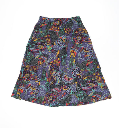 Brittany Nicole Womens Blue Geometric Rayon Swing Skirt Size L
