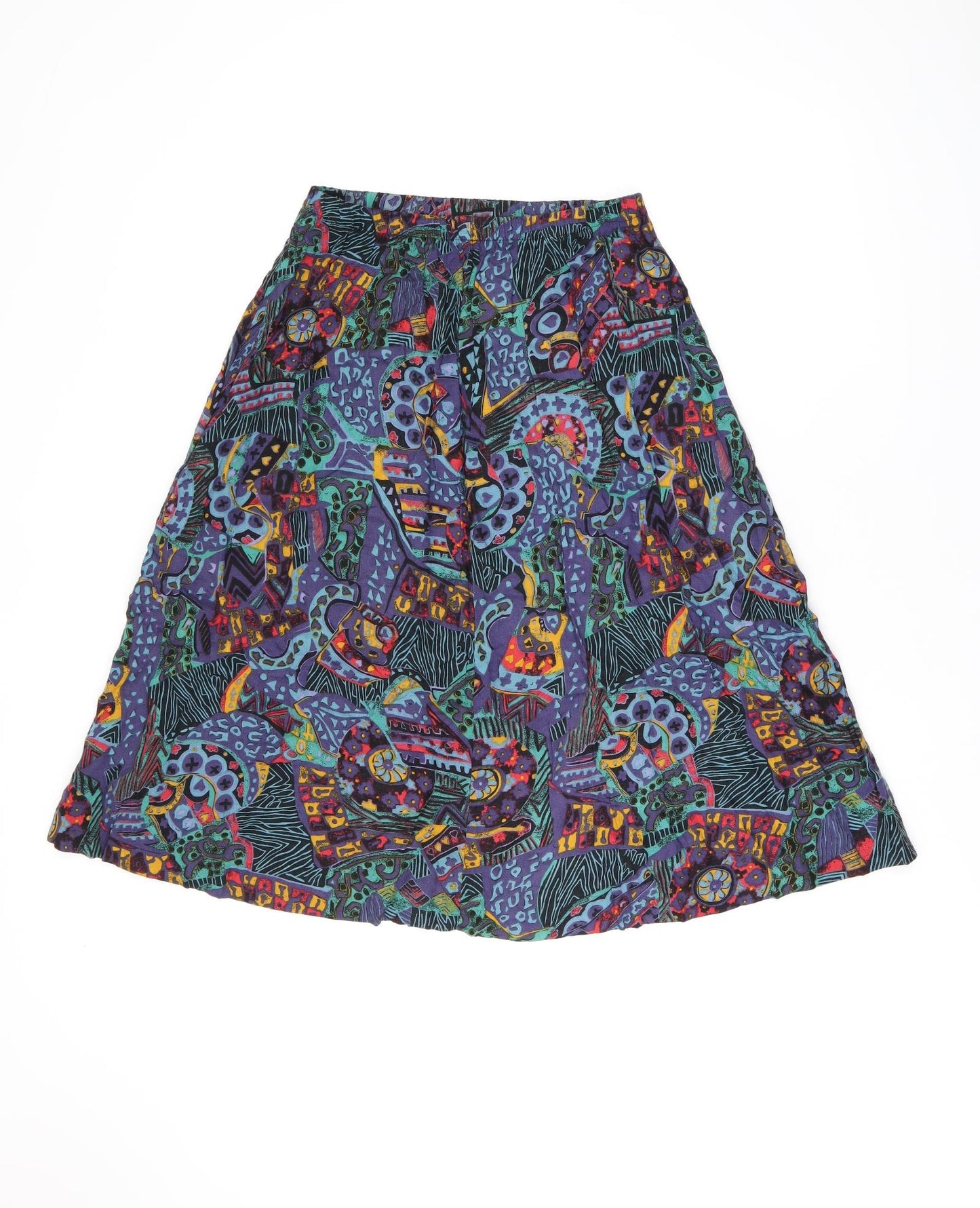 Brittany Nicole Womens Blue Geometric Rayon Swing Skirt Size L
